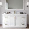 Custom image for White with Brushed Gold Trim / White Cultured Marble / No Mirror