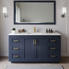 Custom image for Dark Blue with Brushed Gold Trim / Carrara Cultured Marble / No Mirror
