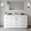 Custom image for White with Brushed Gold Trim / White Carrara Marble / No Mirror