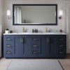 Custom image for Dark Blue with Brushed Gold Trim / White Carrara Marble / No Mirror