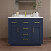 Custom image for Dark Blue with Brushed Gold Trim / Carrara Cultured Marble / No Mirror