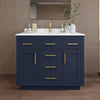 Custom image for Dark Blue with Brushed Gold Trim / White Quartz / No Mirror