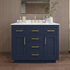Custom image for Dark Blue with Brushed Gold Trim / White Quartz / No Mirror