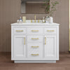 Custom image for White with Brushed Gold Trim / Giotto Quartz / No Mirror