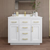 Custom image for White with Brushed Gold Trim / White Quartz / No Mirror