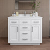 Custom image for White with Brushed Nickel Trim / Carrara Cultured Marble / No Mirror