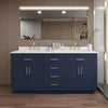 Custom image for Dark Blue with Brushed Gold Trim / White Quartz / No Mirror