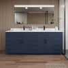 Custom image for Dark Blue with Matte Black Trim / Carrara Cultured Marble / No Mirror
