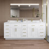 Custom image for White with Brushed Gold Trim / Carrara Cultured Marble / No Mirror