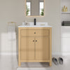 Custom image for Tanned Oak with Matte Black Trim / White Quartz / No Mirror
