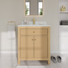 Custom image for Tanned Oak with Brushed Gold Trim / Giotto Quartz / No Mirror