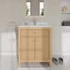 Custom image for Tanned Oak with Brushed Nickel Trim / Giotto Quartz / No Mirror