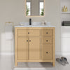Custom image for Tanned Oak with Matte Black Trim / White Carrara Marble / No Mirror