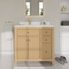 Custom image for Tanned Oak with Brushed Gold Trim / Carrara Cultured Marble / No Mirror