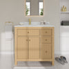 Custom image for Tanned Oak with Brushed Gold Trim / Giotto Quartz / No Mirror