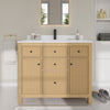 Custom image for Tanned Oak with Matte Black Trim / White Quartz / No Mirror