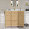 Custom image for Tanned Oak with Brushed Gold Trim / Carrara Cultured Marble / No Mirror