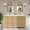 Custom image for Tanned Oak with Brushed Gold Trim / White Cultured Marble / No Mirror