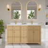 Custom image for Tanned Oak with Brushed Gold Trim / White Quartz / No Mirror