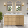 Custom image for Tanned Oak with Brushed Nickel Trim / White Quartz / No Mirror