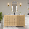 Custom image for Tanned Oak with Matte Black Trim / White Carrara Marble / No Mirror