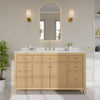 Custom image for Tanned Oak with Brushed Gold Trim / Carrara Cultured Marble / No Mirror