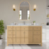 Custom image for Tanned Oak with Brushed Nickel Trim / White Carrara Marble / No Mirror