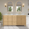 Custom image for Tanned Oak with Brushed Gold Trim / Giotto Quartz / No Mirror