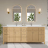 Custom image for Tanned Oak with Brushed Nickel Trim / White Quartz / No Mirror