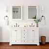 Custom image for White with Matte Black Trim / Carrara Cultured Marble, Rectangular Sink / Medicine Cabinets
