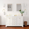 Custom image for White with Brushed Gold Trim / Carrara Cultured Marble, Rectangular Sink / 24