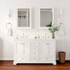 Custom image for White with Brushed Gold Trim / Carrara Cultured Marble, Rectangular Sink / Medicine Cabinets