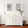 Custom image for White with Brushed Gold Trim / White Cultured Marble, Rectangular Sink / 24