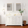 Custom image for White with Brushed Gold Trim / White Cultured Marble, Rectangular Sink / Medicine Cabinets