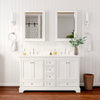 Custom image for White with Polished Chrome Trim / White Cultured Marble, Rectangular Sink / Medicine Cabinets
