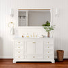 Custom image for White with Brushed Gold Trim / Carrara Cultured Marble, Rectangular Sink / 58