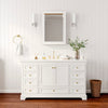 Custom image for White with Brushed Gold Trim / White Cultured Marble, Rectangular Sink / Medicine Cabinet