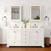 Custom image for White with Matte Black Trim / White Cultured Marble, Rectangular Sink / Medicine Cabinets
