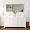 Custom image for White with Brushed Gold Trim / White Cultured Marble, Rectangular Sink / 70