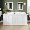 Custom image for White with Brushed Gold Trim / White Cultured Marble, Rectangular Sink / 24