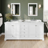 Custom image for White with Polished Chrome Trim / White Carrara Marble, Rectangular Sink / Medicine Cabinets