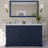 Custom image for Dark Blue with Polished Chrome Trim / White Carrara Marble / No Mirror