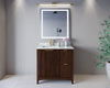 Custom image for Dark Walnut with Brushed Gold Trim / White Carrara Marble / No Mirror