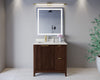 Custom image for Dark Walnut with Brushed Gold Trim / Giotto Quartz / No Mirror