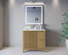 Custom image for Natural Oak with Brushed Gold Trim / White Carrara Marble / No Mirror