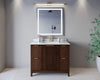 Custom image for Dark Walnut with Brushed Gold Trim / White Carrara Marble / No Mirror