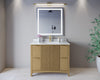 Custom image for Natural Oak with Brushed Gold Trim / White Carrara Marble / No Mirror