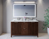 Custom image for Dark Walnut with Brushed Nickel Trim / White Carrara Marble / No Mirror