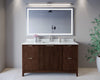 Custom image for Dark Walnut with Brushed Nickel Trim / White Carrara Marble / No Mirror