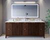 Custom image for Dark Walnut with Brushed Gold Trim / Carrara Cultured Marble / No Mirror
